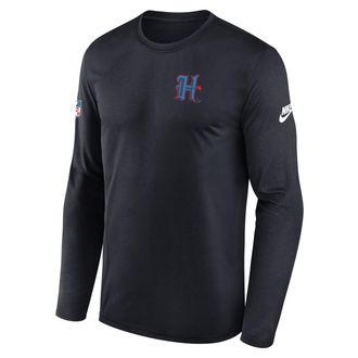 Nike Houston Texans Alt Legend Small Logo Nike Mens Dri-FIT NFL Long-Sleeve T-Shirt in Blue | 02TJ4FA9H-UE8