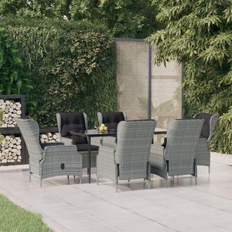 vidaXL Juego De Comedor De Jard&iacute;n 7 Piezas Rat&aacute;n Sint&eacute;tico Gris Claro Vidaxl