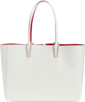 Christian Louboutin Large Cabata Soft Leather Tote Bag in Bianco/Gold at Nordstrom