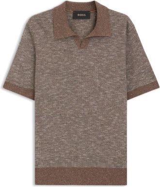 BOSS Johnny-collar polo sweater in wool, silk, and cotton