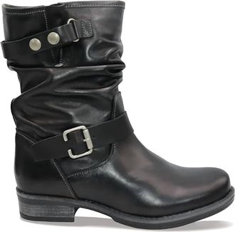 Eric Michael Womens Laguna Leather Moto Boots In Black
