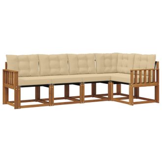 vidaXL Conjunto De Sof&aacute;s De Exterior Con Coj&iacute;n 5 Pcs Natural Y Beige Vidaxl
