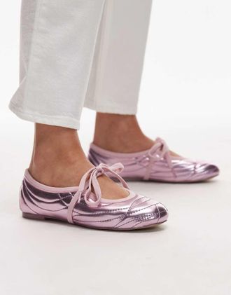 JW PEI Erika - Ballerine stringate rosa con impunture