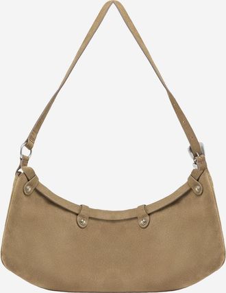 Pinko Womens Shoulder Bag Pocket Body Suede Green