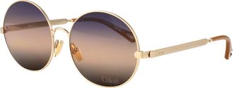 Chlo&eacute; Womens Sunglasses Ch0281s Gold-Gold-Blue Metal Gold/gold/blue