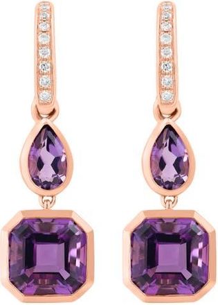 Effy 14K Rose Gold Diamond,Amethyst Earrings in Hematite And Fw Blush Pearl at Nordstrom