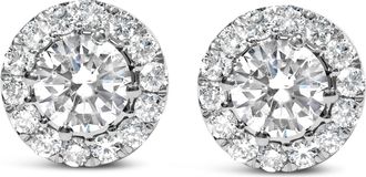House of Brilliance 14K White Gold 3.0 Cttw Lab-Grown Diamond Hidden Halo Stud Earrings