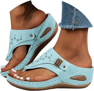Generic Sandals for Women 2026 Orthopedic Sandals Summer Shoes Women Dressy Outfit Comfortable Arch Support Wedge Non Slip Flip-Flops, PU Leather Slides, Shoe
