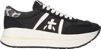 Premiata Black Sneakers with Mixed Leather and Glam Detailing