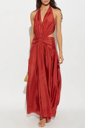 Zimmermann Silk Dress With Draping, Womens, Red
