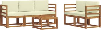 vidaXL Conjunto De Sof&aacute;s De Exterior 6 Uds. Natural Y Crema Vidaxl