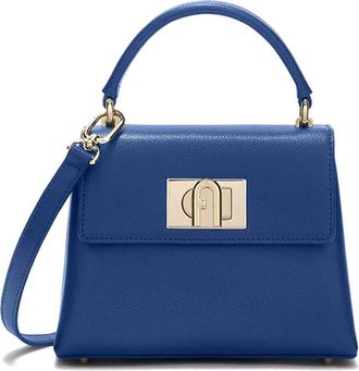 Furla 1927 Mini Top Handle In Indigo Color Leather