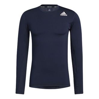 adidas Mens adidas TF Turf Ls Primegreen Sports Gym Round Neck Long Sleeves Legendary Ink Blue T-Shirt GL9878