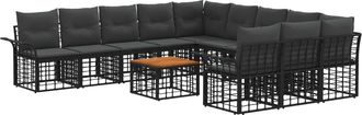 vidaXL Conjunto De Sof&aacute;s De Exterior 12 Uds. Negro Y Gris Oscuro Vidaxl
