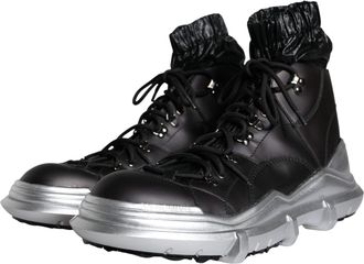 Dolce & Gabbana Mens Black Nylon Galileo High Top Sneakers Shoes Leather