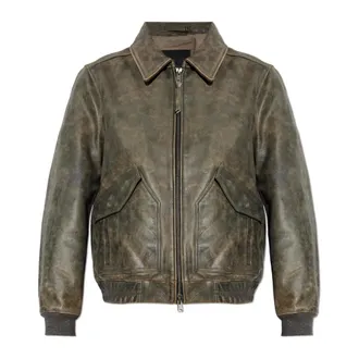 AllSaints Leather Jackets, male, Brown, Size: XL Marland Aviator Leather Jacket