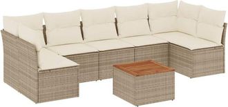 vidaXL Vidaxl - Juego De Sof&aacute;s De Jard&iacute;n Con Cojines Beige 8 Pzas Rat&aacute;n Pe