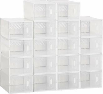 HOMCOM Homcom - Armario Modular De Pl&aacute;stico Cajas De Zapatos Talla De 43 Con 18 Cubos Puertas Magn&eacute;ticas Muble Organizador Para Entrada Pasillo Dormitorio 25