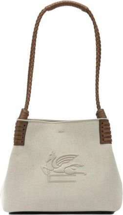 Etro Kleine Canvas Libra Tote Bag - Dames - Shoppers - Wit - ONE Size - Katoen - Tassen