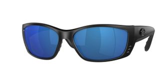 Costa Mens Fisch Reader Rectangular Polarized Sunglasses In Matte Black/blue Mirror
