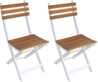 Sweeek Set of 2 CALENA folding garden chairs in white acacia, 40 x 52 x 85 cm