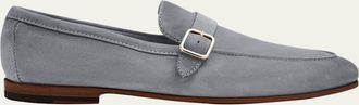 Santoni Mens Donor Suede Buckle-Strap Loafers