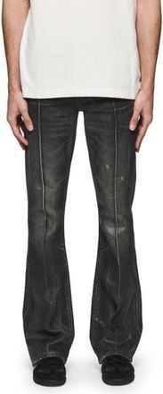 Purple Pintuck Flare Coated Flare Jeans in Black at Nordstrom Rack, Size 40