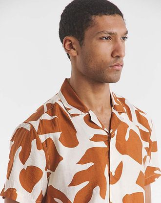 Jacamo Leaf Crinkle Revere Collar Shirt