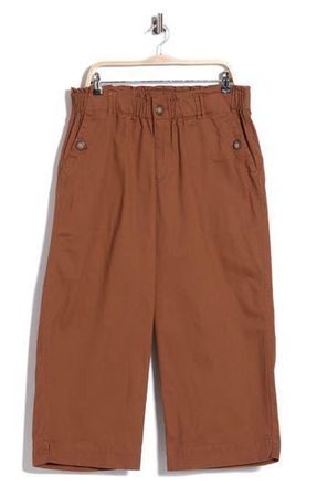 Democracy Button Pocket Crop Wide Leg Pants in Raw Umber at Nordstrom Rack, Size 14W