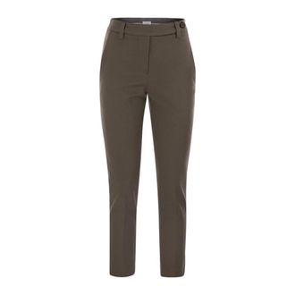 Brunello Cucinelli Cropped Tailored Broeken - Dames - Vrijetijds broeken - Bruin - XS - Katoen - Broeken