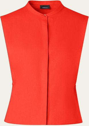 Akris Sleeveless Linen Button-Front Blouse