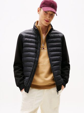 Tommy Hilfiger Mens Mixed Media Zip Sweatshirt Puffer - Black - XXL