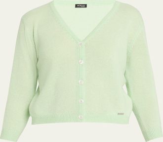 Kiton 3/4-Sleeve Wool V-Neck Cardigan