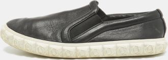 Stuart Weitzman Black Leather Slip On Sneakers