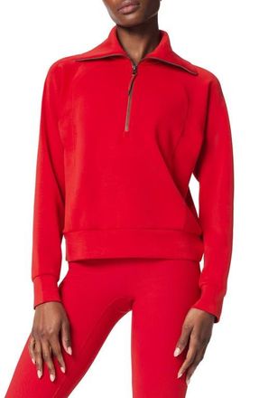 Spanx AirEssentials Half Zip Sweatshirt in Spanx Red at Nordstrom, Size X-Small