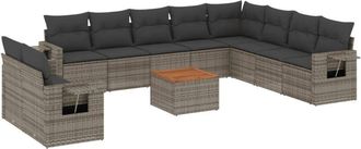 vidaXL Set De Sof&aacute;s De Jard&iacute;n 11 Pzas Y Cojines Rat&aacute;n Sint&eacute;tico Gris Vidaxl