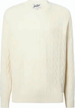 MC2 Saint Barth White Regent Braid Wool Sweatshirt