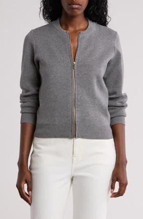 By Design Jenny Double Knit Bomber Jacket in Medium Heather Grey at Nordstrom Rack, Size X-Small