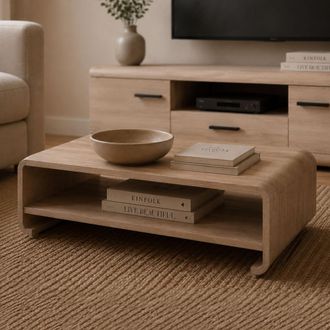 Dmora Mesa De Centro Kasamome, Esquinas Redondeadas, Un Compartimento, Forma Rectangular, 120x60x40h Cm Roble Marr&oacute;n