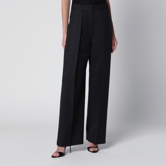 Victoria Beckham Pantalone Cecilia in lana grigio m&eacute;lange scuro