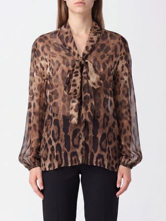 Dolce & Gabbana Camicia in seta animalier con collo a fusciacca