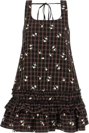 Ganni check flower dress