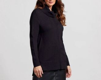 Tribal Long Sleeve Cowl Neck Sweater In Black