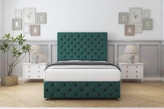 Comfort Beds Florida Plush Divan Set 2 Drawers-26 Headboard-Footboard in Emerald | Size: King