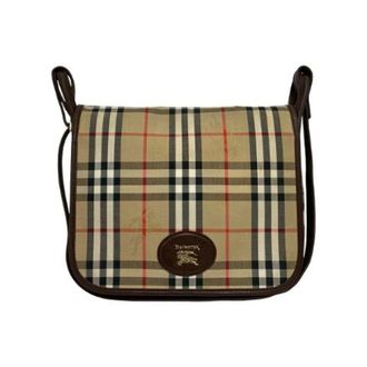 Burberry Pre-owned Cross Body Bags, female, Beige, Size: ONE SIZE Pre-owned Leather Canvas Shoulder Bag