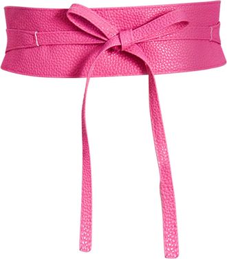 Generic Women Obi Belt Wide Waist Belt Soft Faux Leather Wide Wrap Around Bowknot Ladies Waistband Belts