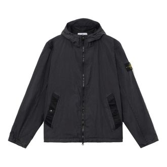 Stone Island Light Jackets, male, Black, Size: 2XL Nylon Jacket