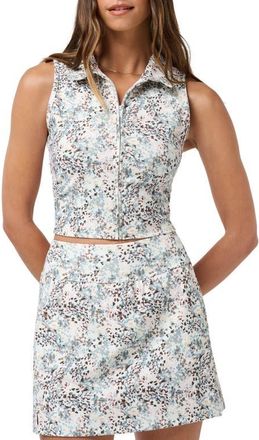Travis Mathew Moveknit Zip Crop Top in Slate Multi at Nordstrom, Size X-Large