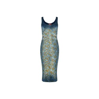 Diesel M-Egita Dress - Dames - Casual kleedjes - Blauw - 2XS - Katoen - Kleedjes