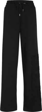 GCDS Katoenen trainingsbroek met logopatch - Dames - Wijde Broeken - Zwart - 2XS - Katoen - Broeken